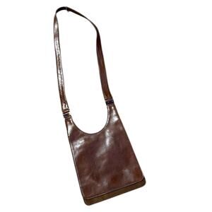 Sabina New York Brown Leather Flat Crossbody Purse